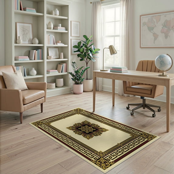 ODIKA Greek Ornate Classical Meander Motif Interlocking Border Key for Home Office, Gaming Room, Under Desk, Non-Slip Chair-Friendly