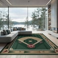 thumbnail image 1 of ODIKA Green Baseball Field Design Featuring Diamond Shape And Border Flags Low Profile Flatwoven for Great Room, Indoor Open Concept, Large Living, 1 of 7