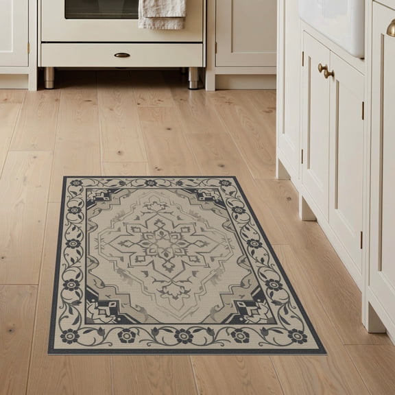 ODIKA Greige Loves Neutral Tonal Abstract Crisp Rectangular Grey Sunset for Entryway, Kitchen, Mudroom, Stain Resistant Flatwoven