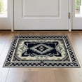 thumbnail image 1 of ODIKA Grey Aztec Boho Southwestern Zigzag Border Gripper Bands Stepped Stain Resistant Thin Throw for Entryway, Kitchen, Laundry Room, 1 of 7