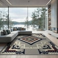 thumbnail image 1 of ODIKA Grey Boho Geometric Southwestern Interlocking Bands Stepped Gripper Low Profile Flatwoven for Great Room, Indoor Open Concept, Large Living, 1 of 7