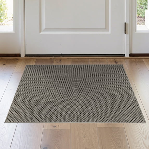 ODIKA Grid Minimalist Checkered Mosaic Neutral Toned Repetitive Motif for Entryway, Kitchen, Laundry Room, Stain Resistant Thin Throw