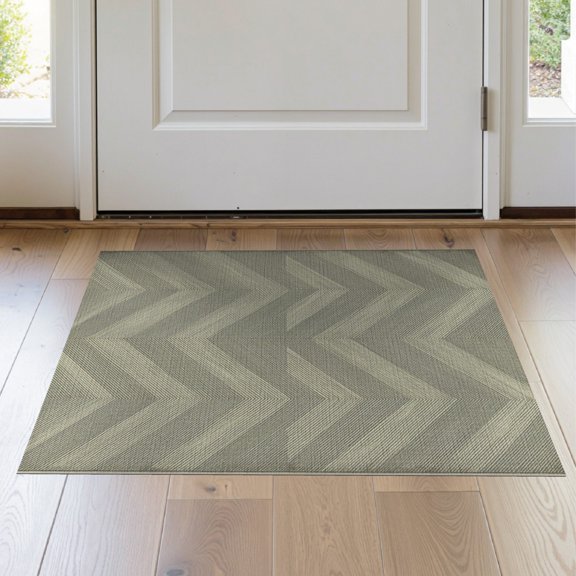 ODIKA Herringbone Distressed Interlocking Zigzag Motif Traditional Stain Resistant Thin Throw for Entryway, Kitchen, Laundry Room