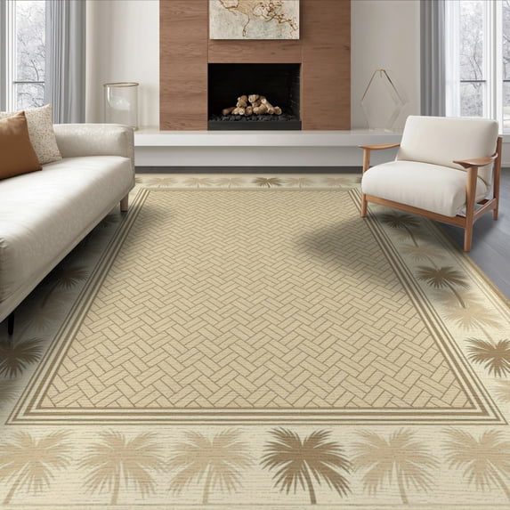 ODIKA Herringbone Field Panel Border Inspired Subtle Tonal Stripe Sisal Flowing for Dining Room, Under Table, Office, Non-Slip Chair-Friendly Floor