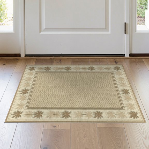 ODIKA Herringbone Field Panel Border Inspired Subtle Tonal Stripe Sisal Flowing for Entryway, Kitchen, Laundry Room, Stain Resistant Thin Throw