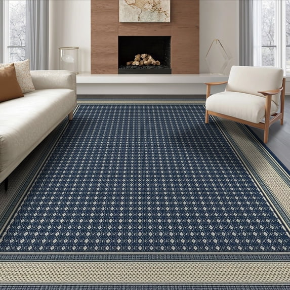 ODIKA Herringbone Geometric Diamond Lattice Border Interlocking Zigzag for Dining Room, Large Office, Lounge, Non-Slip Chair-Friendly