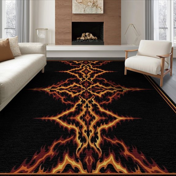 ODIKA Illusion Abstract Molten Rift Motif Hallway Border Glowing Optical Flowing for Dining Room, Large Office, Lounge, Non-Slip Chair-Friendly