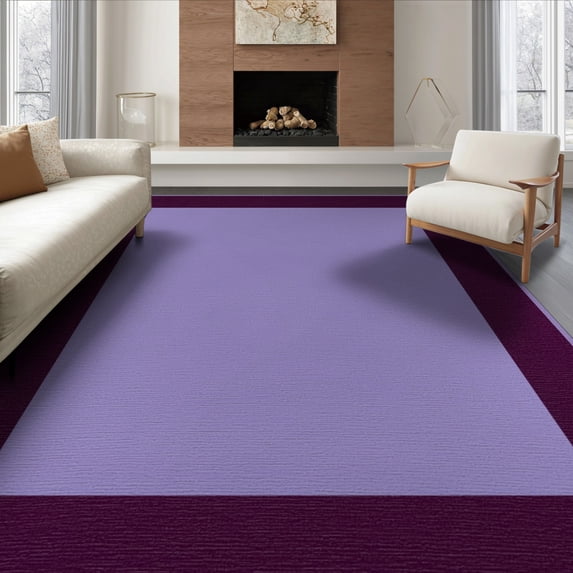 ODIKA Inspired Solid Bordered Minimalist Frame Borderless Abstract Purple Flowing Non-Slip Chair-Friendly Floor for Dining Room, Under Table, Office