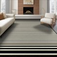 thumbnail image 1 of ODIKA Ivory Tan Striped Border Bold Banded Edges Lines Farmhouse Frame Foldable Easy Care for King Size Bedroom, Master Suite, Under Bed, 1 of 7