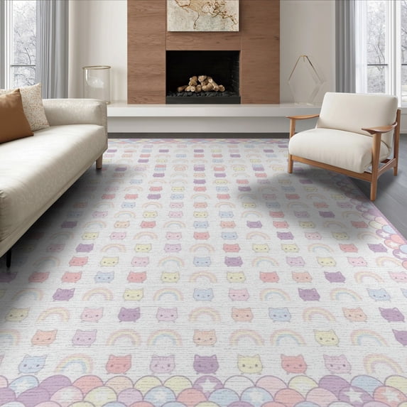 ODIKA Kawaii Repeat Pastel Scale Border Purple Video Stars Classroom Flowing Dynamic for Dining Room, Large Office, Lounge, Non-Slip Chair-Friendly