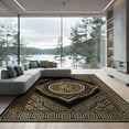 thumbnail image 1 of ODIKA Key Border Round Glam Sparkle Shimmer Sunburst Greek Symmetrical Refined Non-Slip Chair-Friendly for Dining Room, Basement, Large Office, 1 of 7
