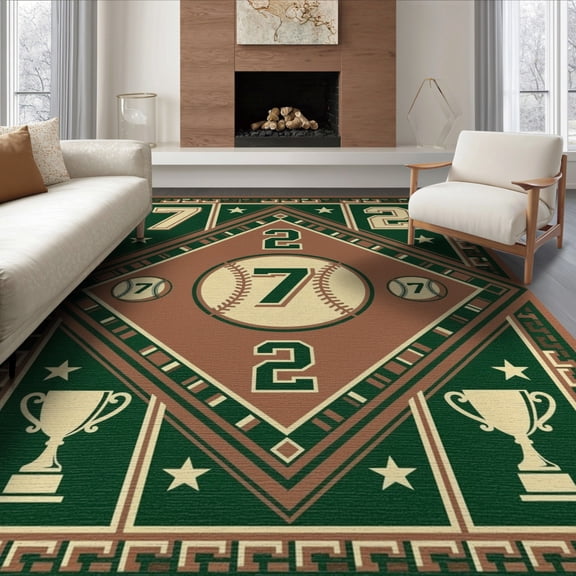ODIKA Large Athletic Badge Motif Numbers Frame Soccer Plate Pennant Field Flowing Non-Slip Chair-Friendly for Dining Room, Office, Lounge
