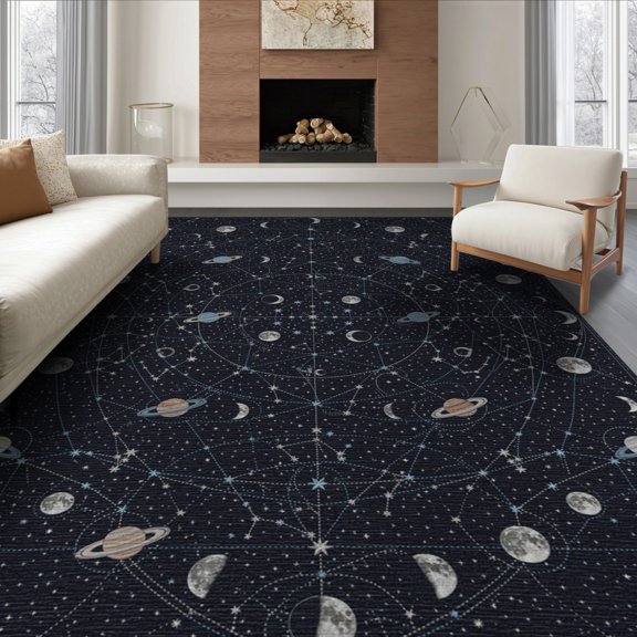 ODIKA Large Galaxy Astronomical Chart Featuring Planetary Grid Planets for King Size Bedroom, Master Suite, Under Bed, Foldable Easy Care