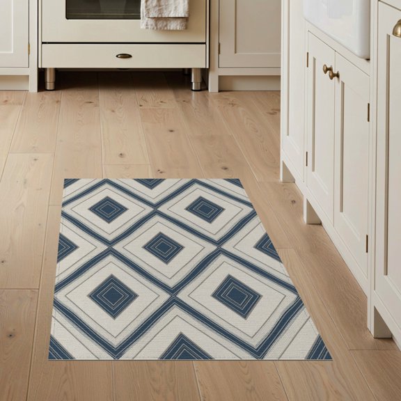ODIKA Large Grey Neutral Field Symmetrical Repeating Abstract Plush for Entryway, Kitchen, Mudroom, Stain Resistant Flatwoven