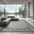 thumbnail image 1 of ODIKA Large Grey Retro Traditional Vintage Ornamental Allover Distressed Low Profile Flatwoven for Great Room, Indoor Open Concept, Living, 1 of 7
