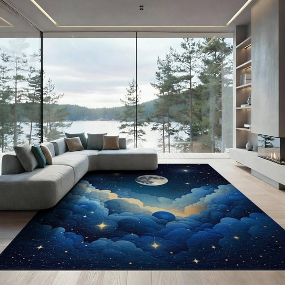 ODIKA Large Nebula Galaxy Starry Planets Motif Planetary Stars Themed for Dining Room, Basement, Office, Non-Slip Chair-Friendly