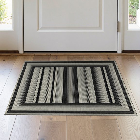 ODIKA Layering Bold Tone Bands Symmetrical Abstract Stripe Striped for Hallway, Study Room, Playroom, Non-Slip Low Profile