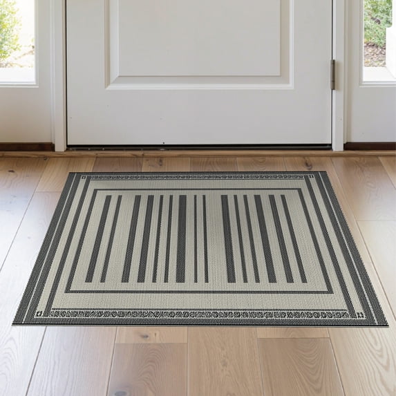 ODIKA Layering Striped Cabana Layout Meander Stripe Bold Symmetrical for Entryway, Kitchen, Laundry Room, Stain Resistant Thin Throw