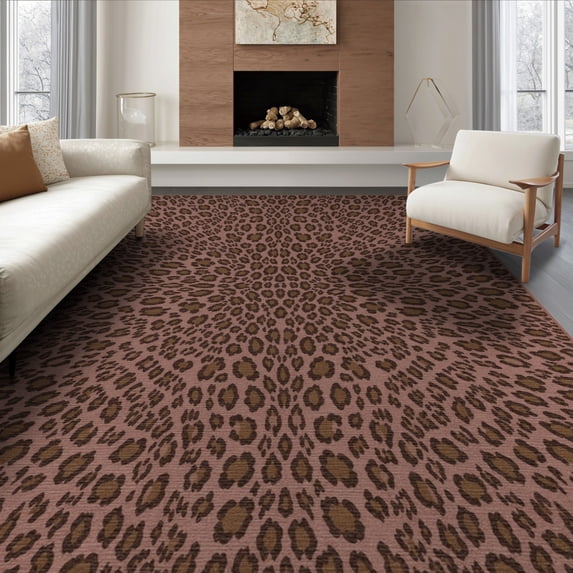 ODIKA Leopard Cheetah Print Spotted Centered Motif Zebra Decoration Pink Flowing Foldable Easy Care for Queen Size Bedroom, Under Bed, Master Suite