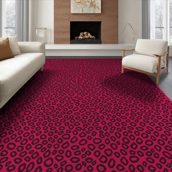 ODIKA Leopard Cheetah Print Spotted Interlocking Motif Zebra Decoration Pink Flowing Non-Slip Chair-Friendly for Dining Room, Large Office, Lounge