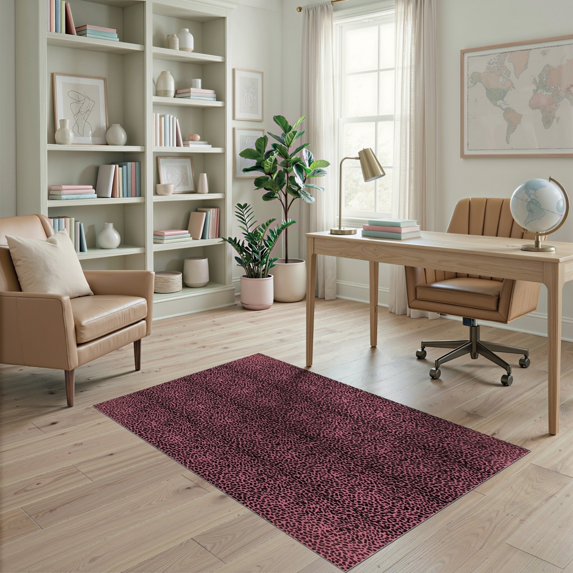 ODIKA Leopard Glam Spotted Motif Center Field Abstract Inspired Pink Print Refined for Home Office, Gaming Room, Under Desk, Non-Slip Chair-Friendly