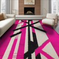thumbnail image 1 of ODIKA Leopard Print Pink Zebra Stripe Patchwork Abstract Diagonal Geometric for Dining Room, Under Table, Office, Non-Slip Chair-Friendly Floor, 1 of 7