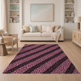 thumbnail image 1 of ODIKA Leopard Spotted Diagonal Cheetah Abstract Inspired Pink Print Refined Structured Non-Slip Low Profile for Guest Room, Lounge, Apartment, 1 of 7