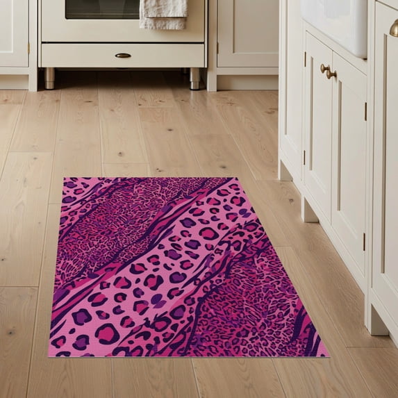 ODIKA Leopard Spotted Diagonal Motif Abstract Purple Print Cheetah ...