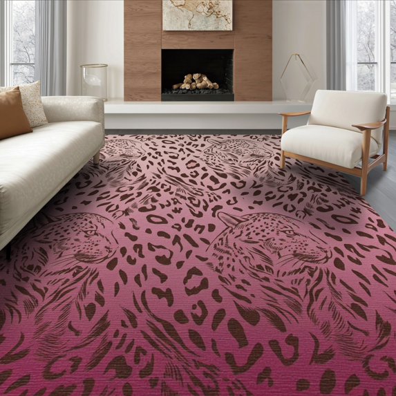 ODIKA Leopard Spotted Ombre Gradient Motif Orange Pink Print Cheetah Playful Foldable Easy Care for Queen Size Bedroom, Under Bed, Master Suite