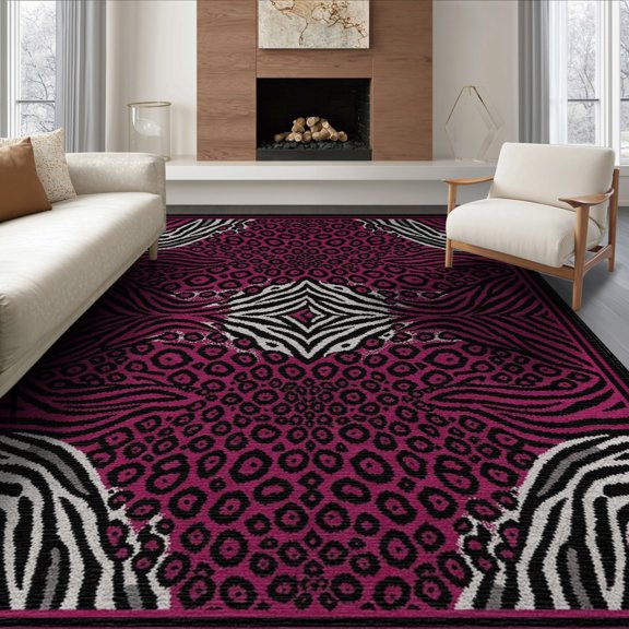 ODIKA Leopard Zebra Pink Stripe Abstract Patchwork Print Geometric Foldable Easy Care for King Size Bedroom, Master Suite, Under Bed