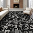 thumbnail image 1 of ODIKA Long Abstract Hallway Textured Motif Featuring Tonal Grid Entryway for King Size Bedroom, Master Suite, Under Bed, Foldable Easy Care, 1 of 7