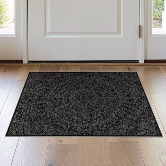 ODIKA Long Hallway Textured Faded Motif Entryway Way Hallways Extra Stain Resistant Thin Throw for Kitchen, Laundry Room