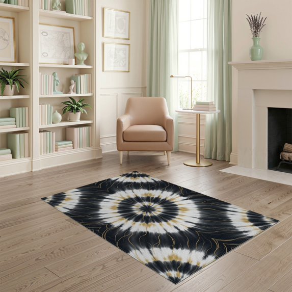 ODIKA Marbled Abstract Swirling Contemporary Smalltan Pet Friendly & Kids Safe Play for Playroom, Bedroom, Reading Nook