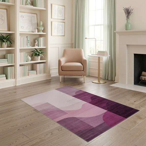 ODIKA Mauve Solid Minimalist Heathered Tonal Field Subtle Ombre Gradient for Playroom, Bedroom, Reading Nook, Pet Friendly & Kids Safe Play