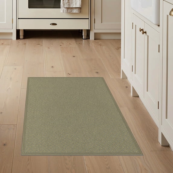 ODIKA Modern Geometric Border Framework With Repeating Neutral Motifs Stain Resistant Flatwoven for Entryway, Kitchen, Mudroom
