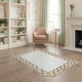 thumbnail image 1 of ODIKA Modern Neutral Abstract With Minimalist Interlocking Border Accents for Dorm Room, Small Living Apartment, Stain Resistant Low Profile, 1 of 7