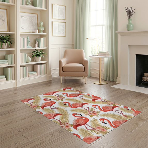 ODIKA Motif Confetti Whimsical Wreath Repeating Botanical Delicate Border Refined Non-Slip Chair-Friendly for Home Office, Gaming Room, Under Desk