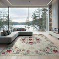 thumbnail image 1 of ODIKA Motif Fluffy Boho Snowflake Border Alfombra Para Sala Shaggy Fuzzy Flowing for Great Room, Indoor Open Concept, Large Living Low Profile Flatwoven, 1 of 7