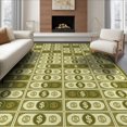 thumbnail image 1 of ODIKA Motif Funky Currency Note Bold Border Collage Vintage Repeating Flowing Dynamic Foldable Easy Care for Queen Size Bedroom, Under Bed, Master Suite, 1 of 7