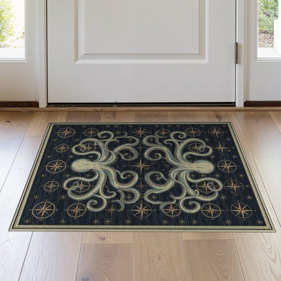 ODIKA Navy Deep Animals Creature Chart Compass Waves Decorative ...