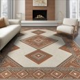 thumbnail image 1 of ODIKA Neutral Boho Interlocking Motif Covering Taupe Border Ivory Beige for Dining Room, Under Table, Office, Non-Slip Chair-Friendly Floor, 1 of 7