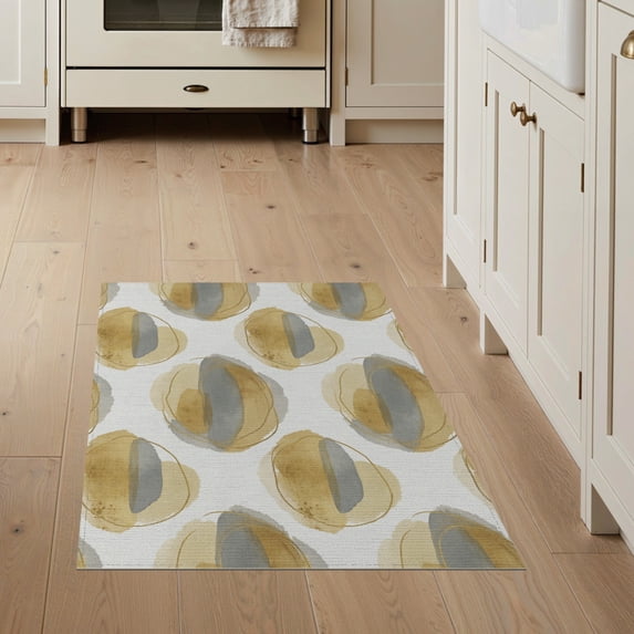 ODIKA Neutral Para Blended Overlapping Shapes Dining Under Table Tapetes Non-Slip Chair-Friendly for Home Office, Hallway, Laundry Room