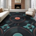 thumbnail image 1 of ODIKA Note Guitar Vinyl Disc Border Shape Motifs Piano Keyboard Music Cd Refined for Living Room, Under Sectional, Family , Non-Slip Flatwoven, 1 of 7
