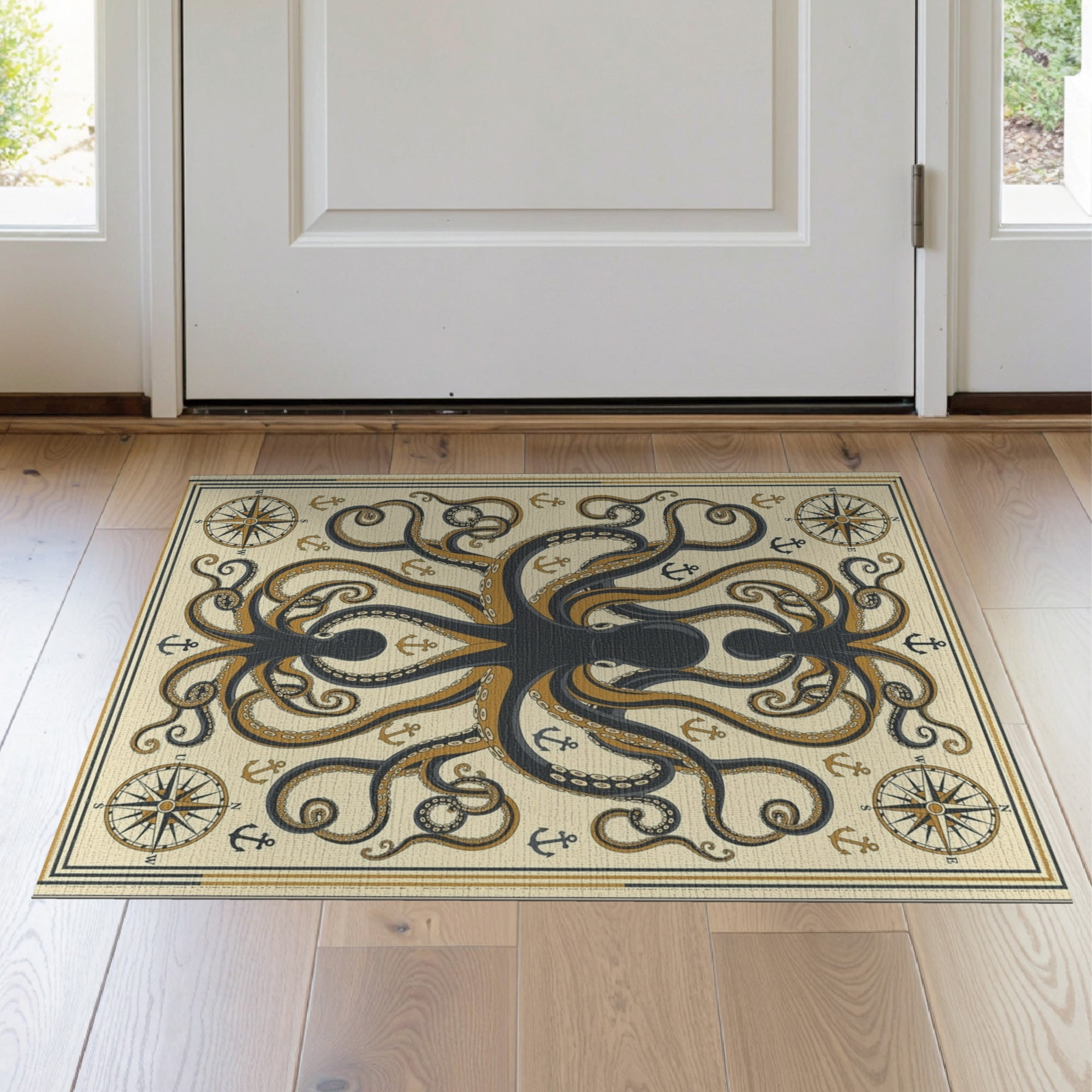 ODIKA Octopus Retro Tentacle Nautical Compass Border Wave Vintage ...