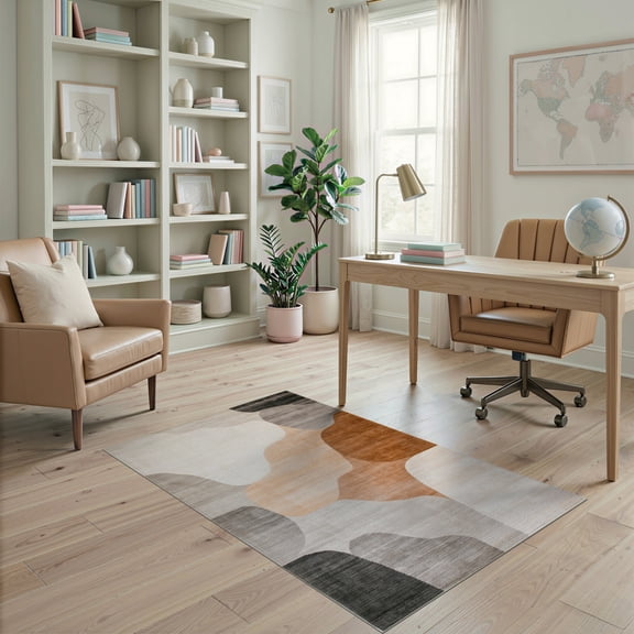 ODIKA Odd Interlocking Irregularly Ombre Abstract Gradient Minimalist for Dorm Room, Small Living Apartment, Stain Resistant Low Profile
