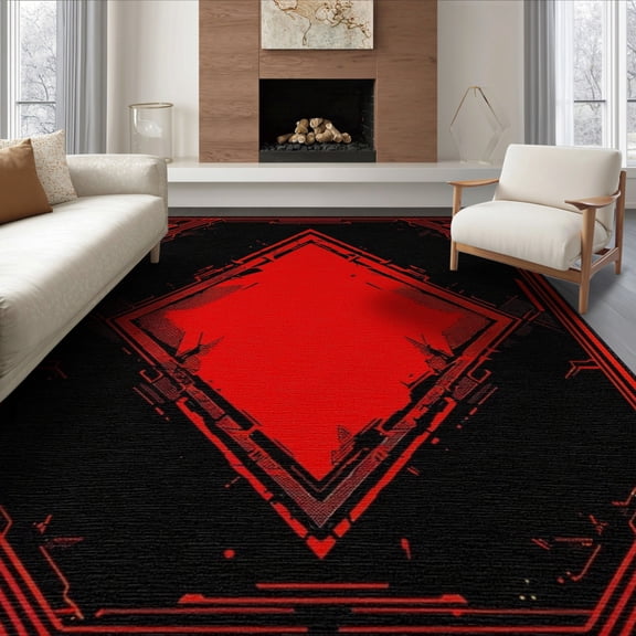 ODIKA Ombre Abstract Esports Interlocking Border Pixel Grid Squares Non-Slip Chair-Friendly for Dining Room, Large Office, Lounge
