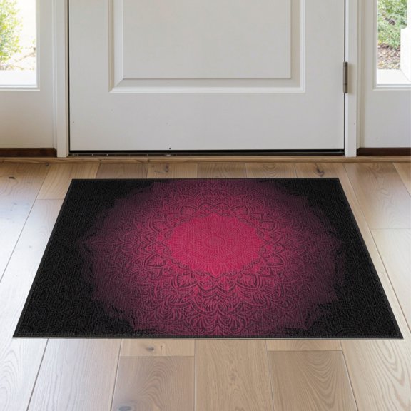 ODIKA Ombre Central Motif Radiating Design Modern Decorative Statement for Entryway, Kitchen, Laundry Room, Stain Resistant Thin Throw