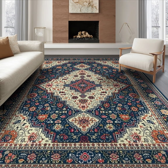 ODIKA Ombre Gradient Featuring Distressed Paisley Frame Boho Vines for Queen Size Bedroom, Under Bed, Master Suite, Foldable Easy Care