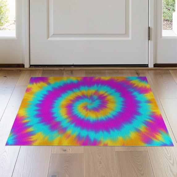 ODIKA Ombre Swirl Boho Gradient Abstract Hippie Marbled Wave Tie Dye Refined for Hallway, Study Room, Playroom, Non-Slip Low Profile