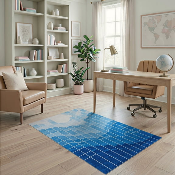 ODIKA Ombre Wave Abstract Gradient Diagonal Ripple Flowing Stripe Bands for Home Office, Gaming Room, Under Desk, Non-Slip Chair-Friendly